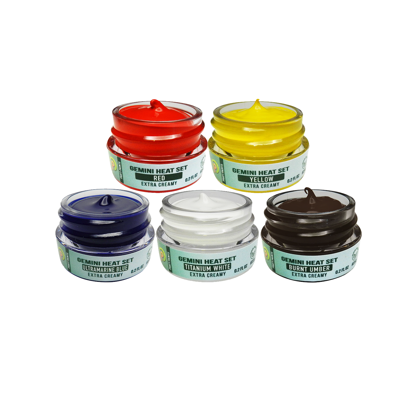 Set of 5 Basic Colors, Gemini Heat Set Paint, Comparable to Genesis Heat Set Paint