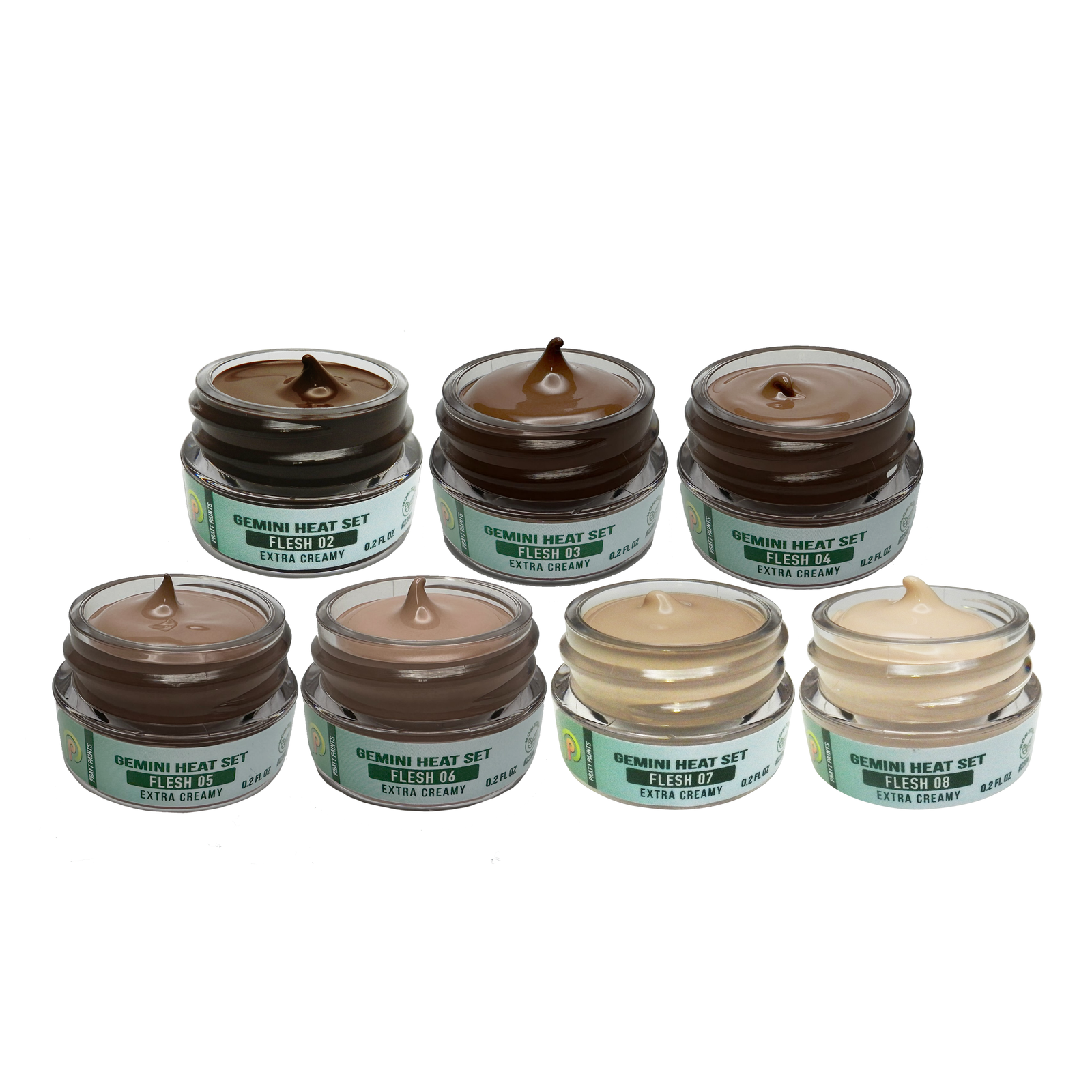 Set of 7 Flesh Colors, Gemini Heat Set Paint, Comparable to Genesis Heat Set Paint