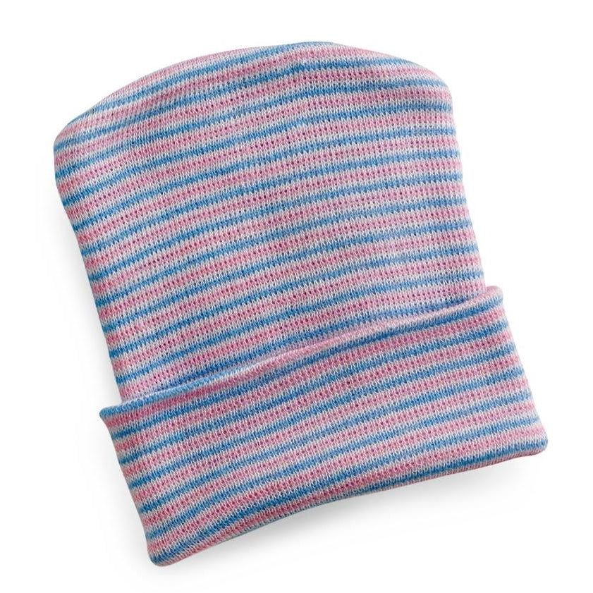 Blue & Pink Stripe Cap - Authentic Hospital Newborn Cap- #1582