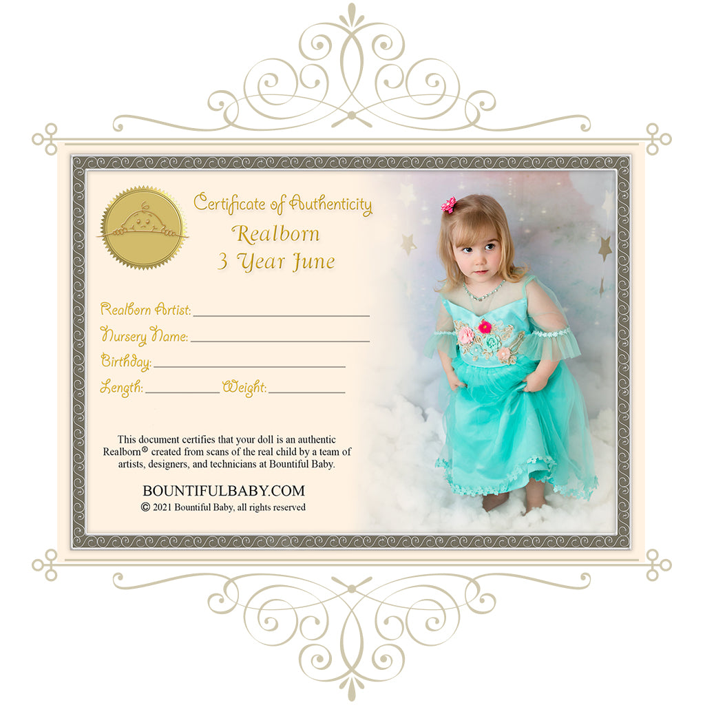 Realborn® June 3 Year Toddler (36" Reborn Doll Kit AND Body)