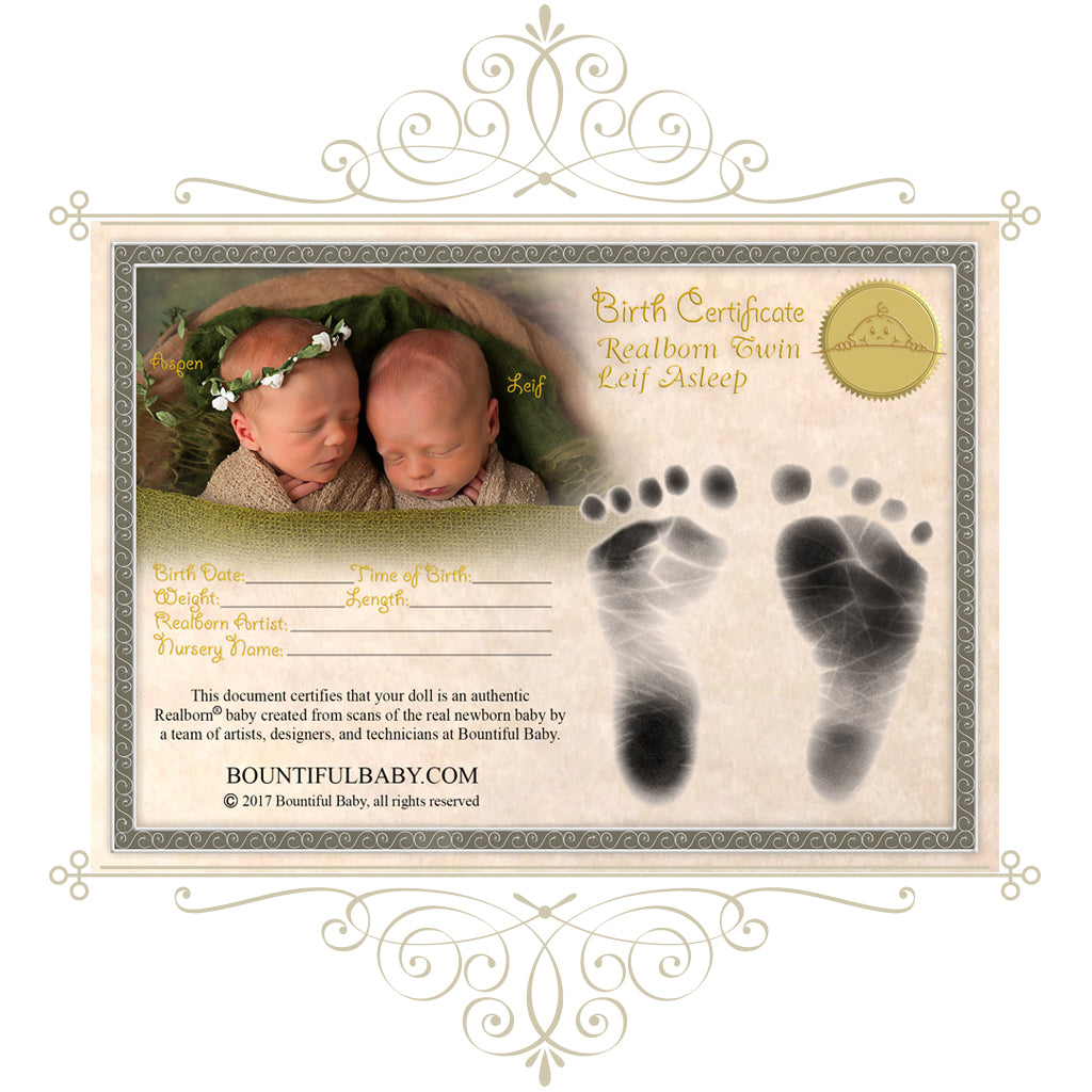 Realborn® Leif Sleeping TWIN (18" Reborn Doll Kit)