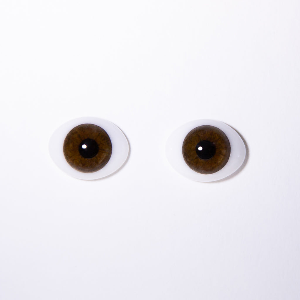 14mm Brown - Oval Glass Eyes - 1 Pair - #1455