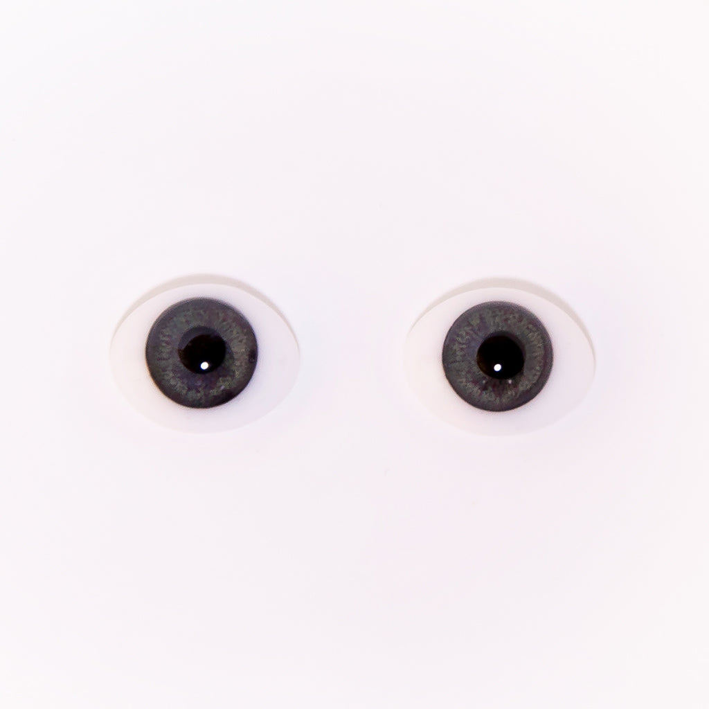14mm Gray - Oval Glass Eyes - 1 Pair - #1456