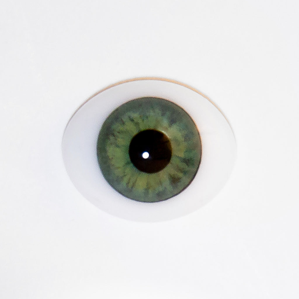 14mm Green - Oval Glass Eyes - 1 Pair - #1458