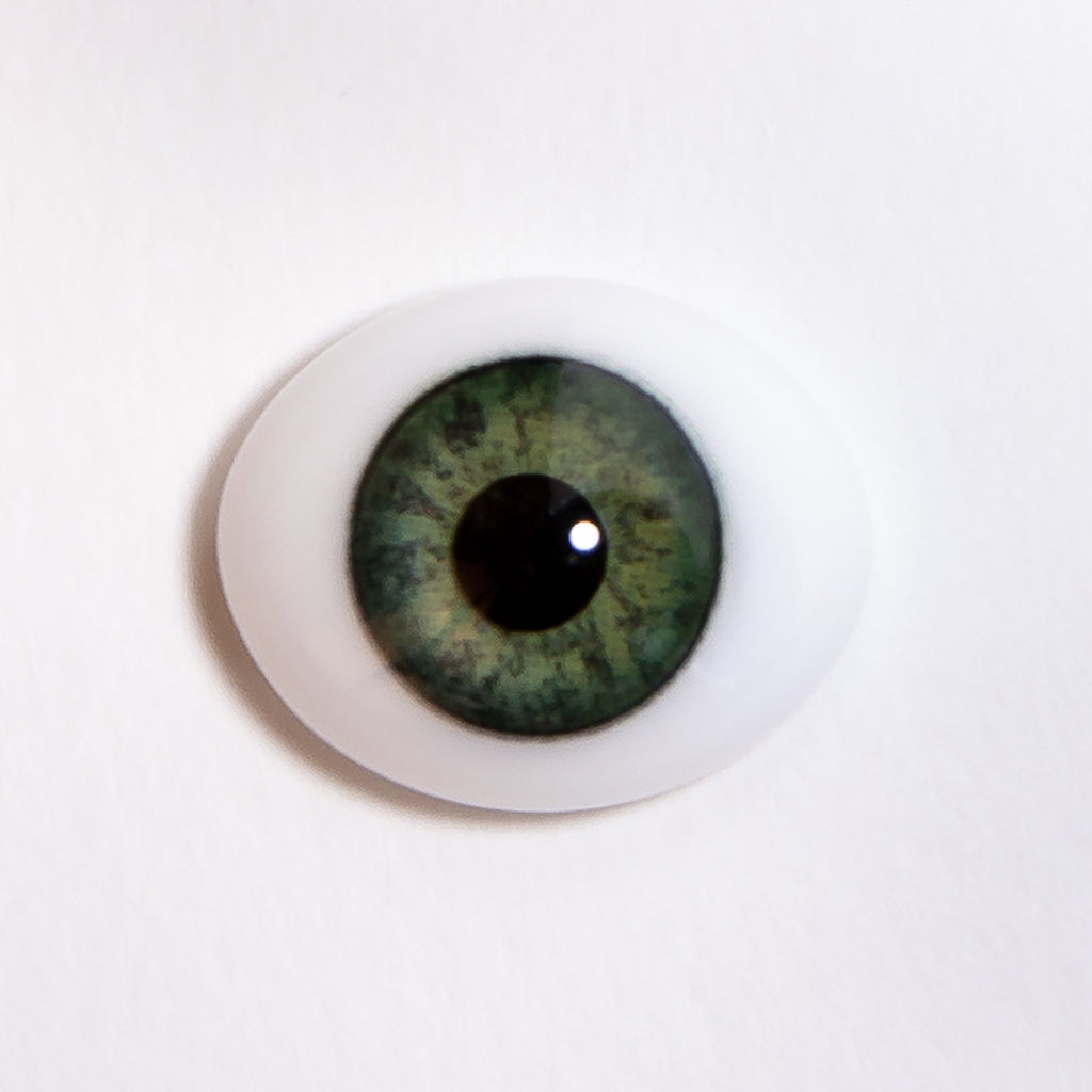 16mm Green - Oval Glass Eyes - 1 Pair - #1463