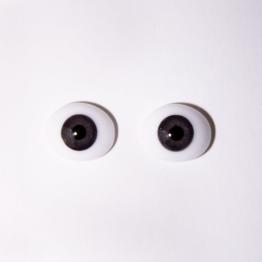 18mm Gray - Oval Glass Eyes - 1 Pair - #1464
