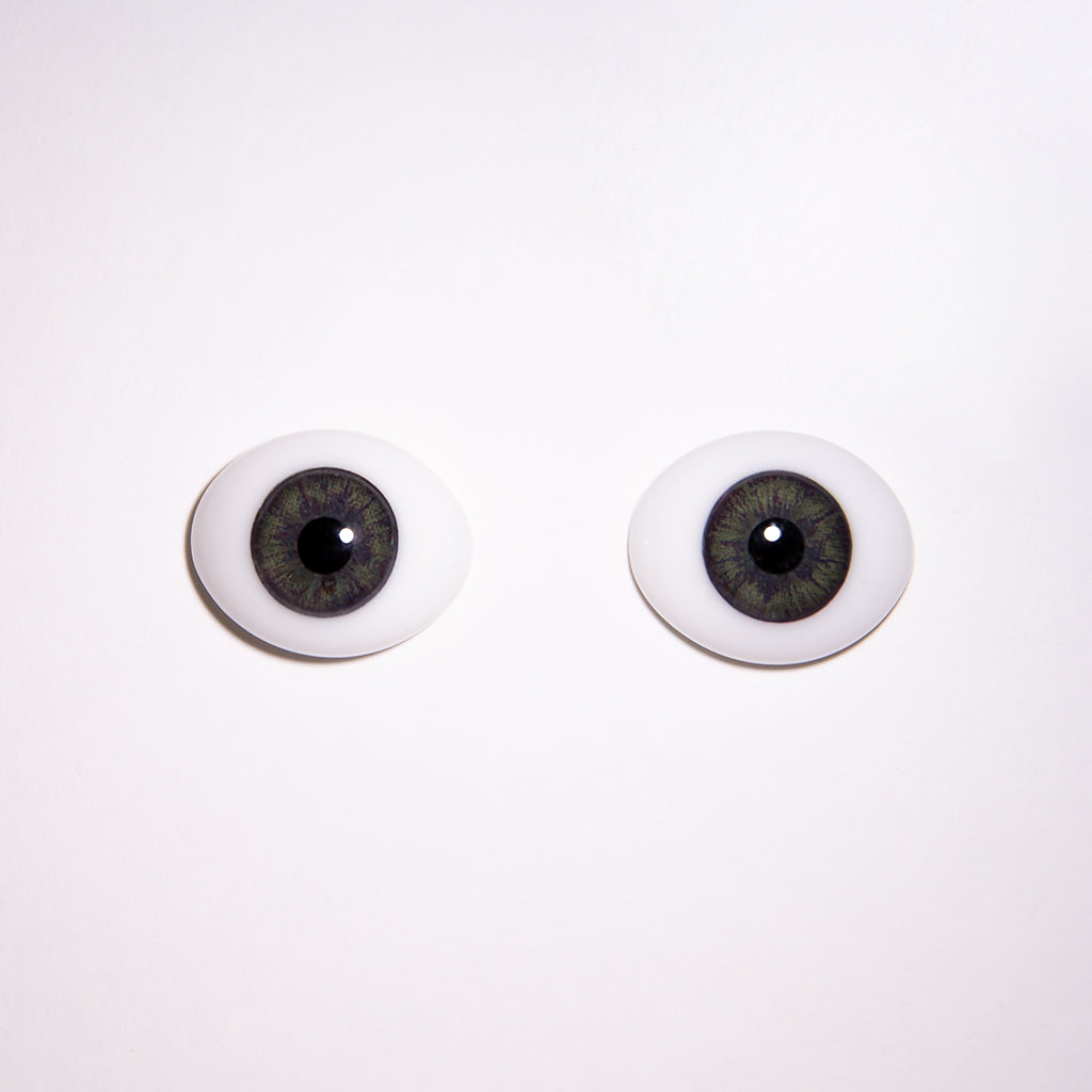 24mm Gray - Oval Glass Eyes - 1 Pair - #1467