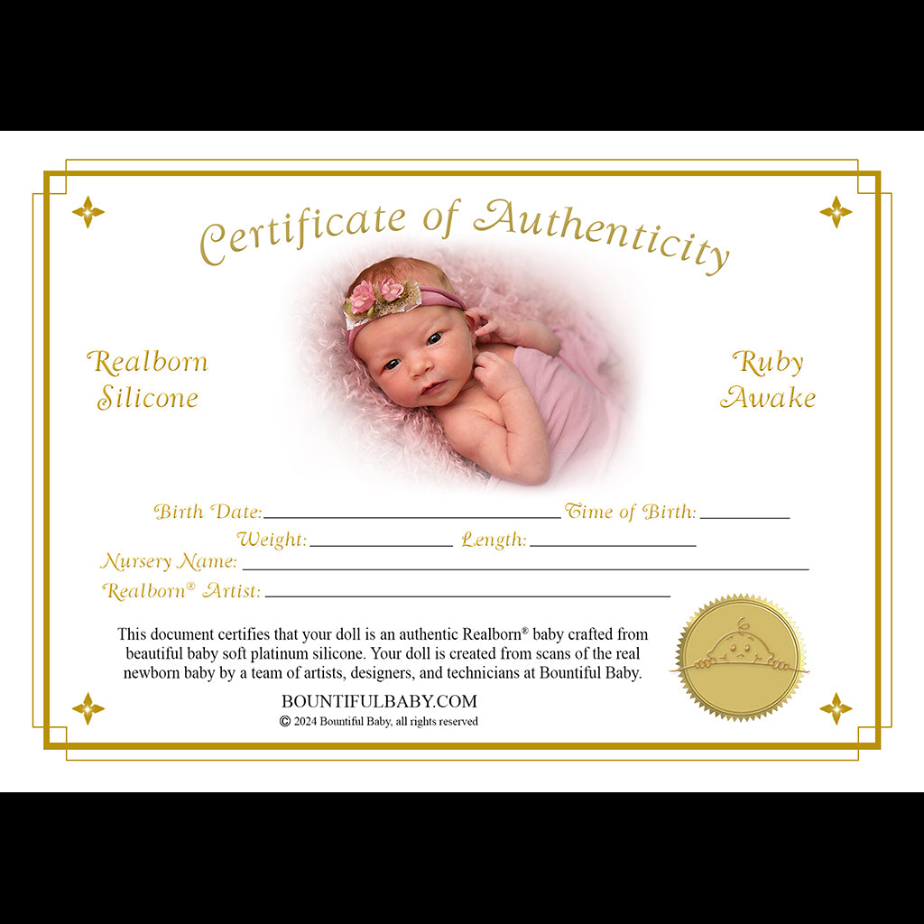 Realborn® SILICONE Ruby Awake (19" Reborn Doll Kit)