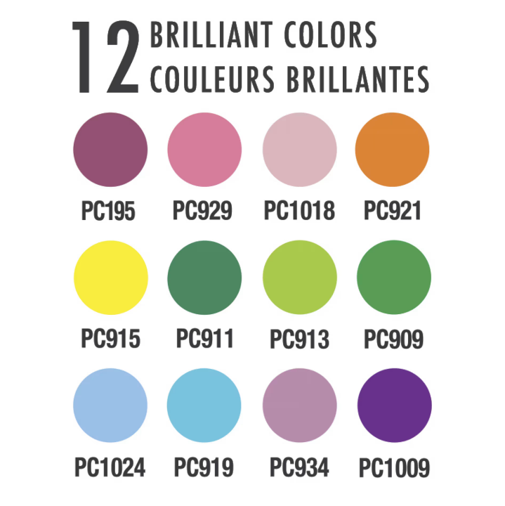 Color swatches labeled with color codes on a white background