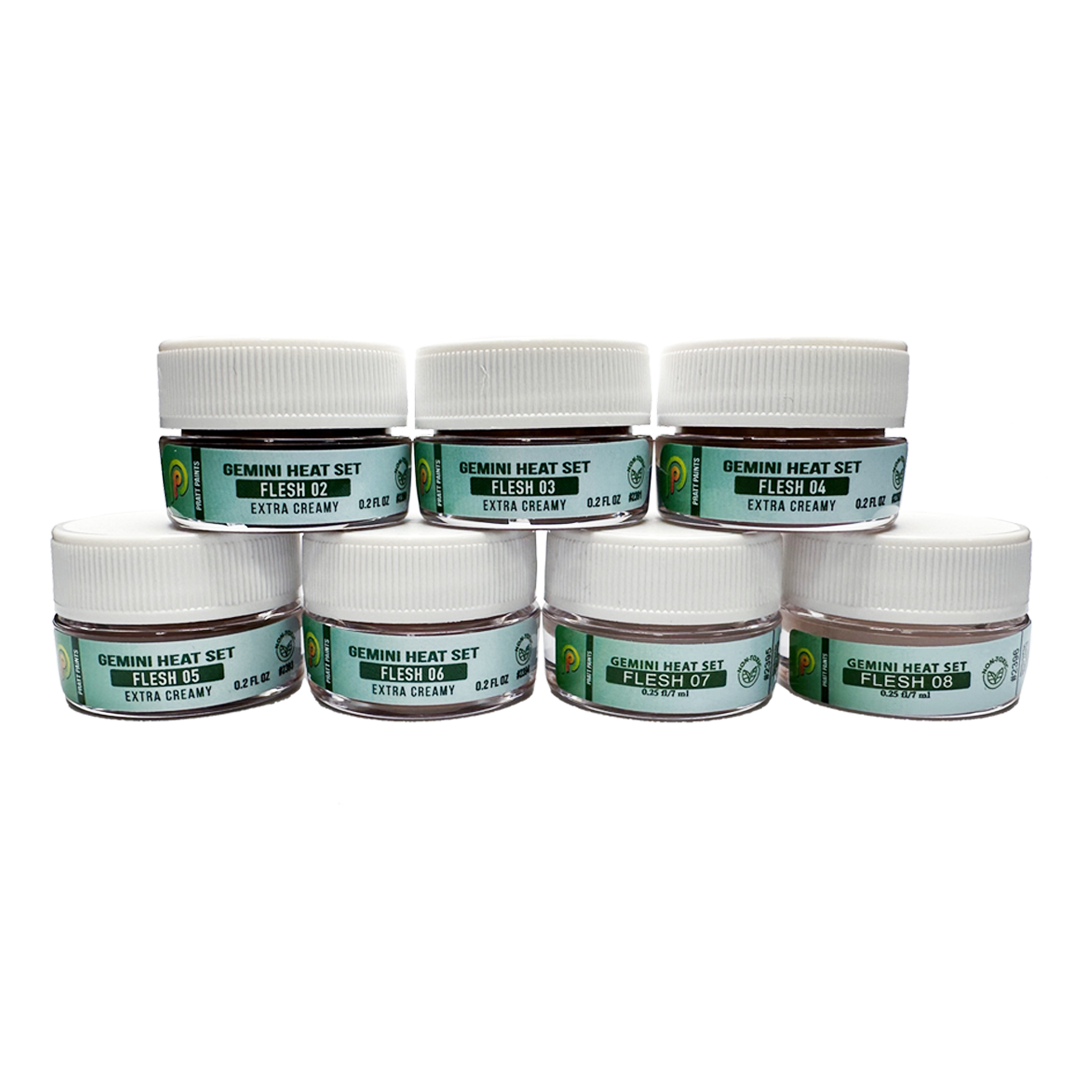 Set of 7 Flesh Colors, Gemini Heat Set Paint, Comparable to Genesis Heat Set Paint