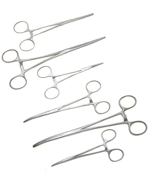 6Pc Stainless Steel Ultimate Hemostat Set (5", 6.1/4", 8" Straight & Curved) - #2471