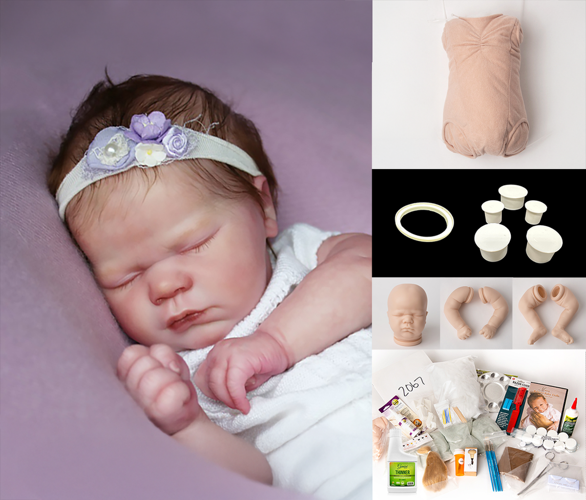 Realborn® Lavender Sleeping (19" Reborn Doll Kit) Complete Beginners Kit!