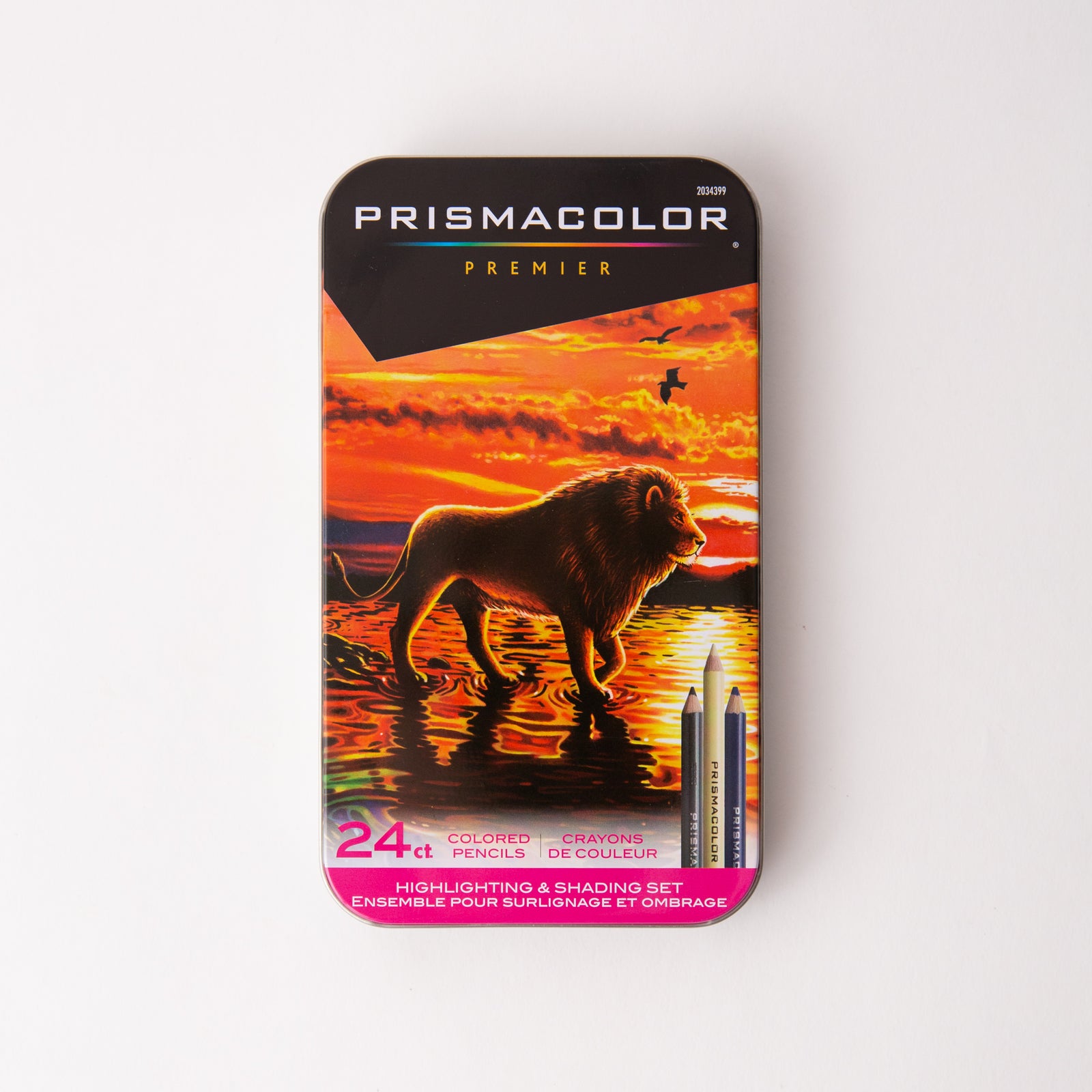 Prismacolor Premier colored pencils set with a lion design on the packaging