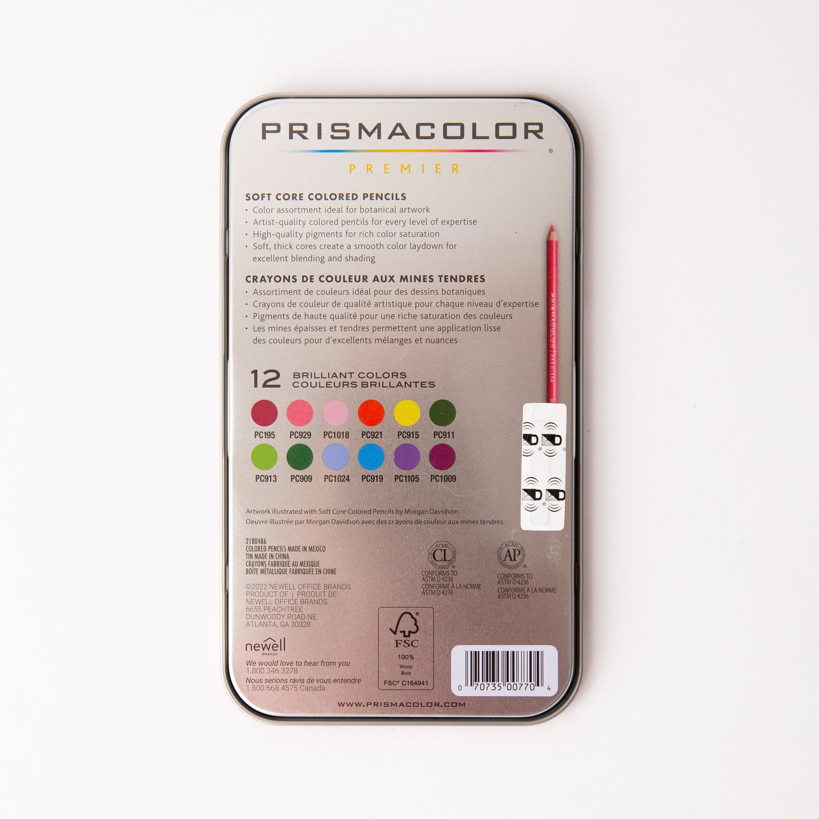 Packaging of Prismacolor Premier soft core colored pencils on a white background