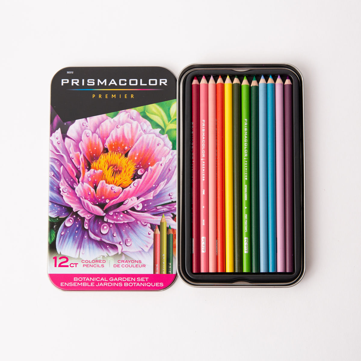 Prismacolor colored pencils set with a floral design on the packaging.
