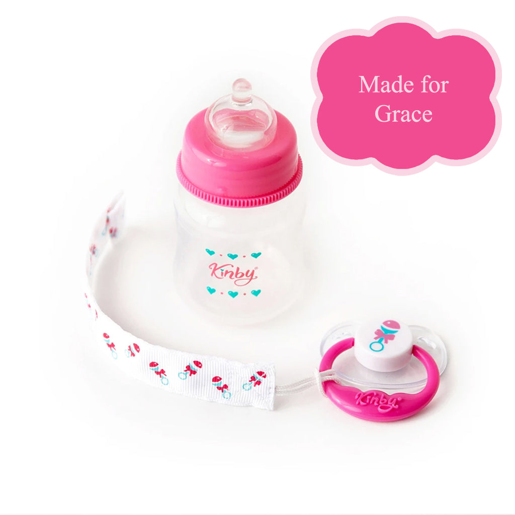 *Magnetic Pink Baby Pacifier & Bottle Set for Grace - #7015