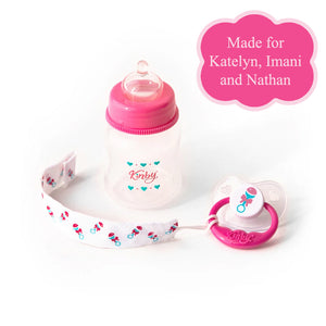 *Pink Baby Bottle & Pacifier Set for Open Mouth Babies - #7007