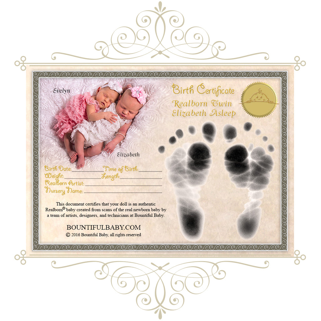 Realborn® Elizabeth Sleeping TWIN (20" Reborn Doll Kit)